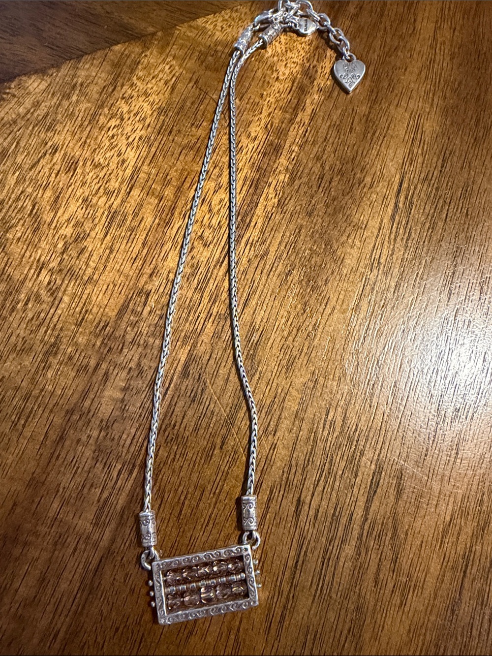 Brighton Silver-Tone Beaded Rectangle Pendant Necklace - Silver